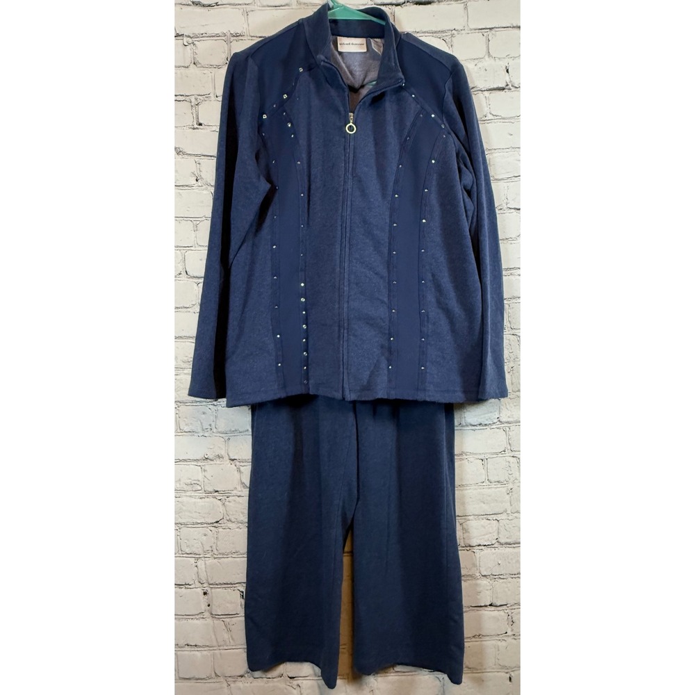 Alfred Dunner Tracksuit Set Embellished Zip Up Jacket‎ & Pants Size 14